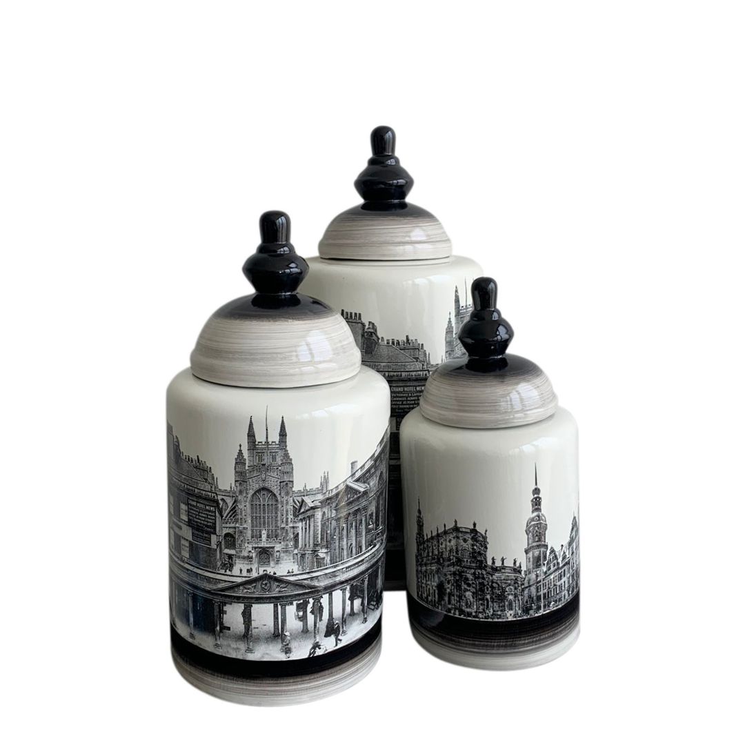 HISTORIC BUILDINGS ON VASE WITH LID SET/3 image 0